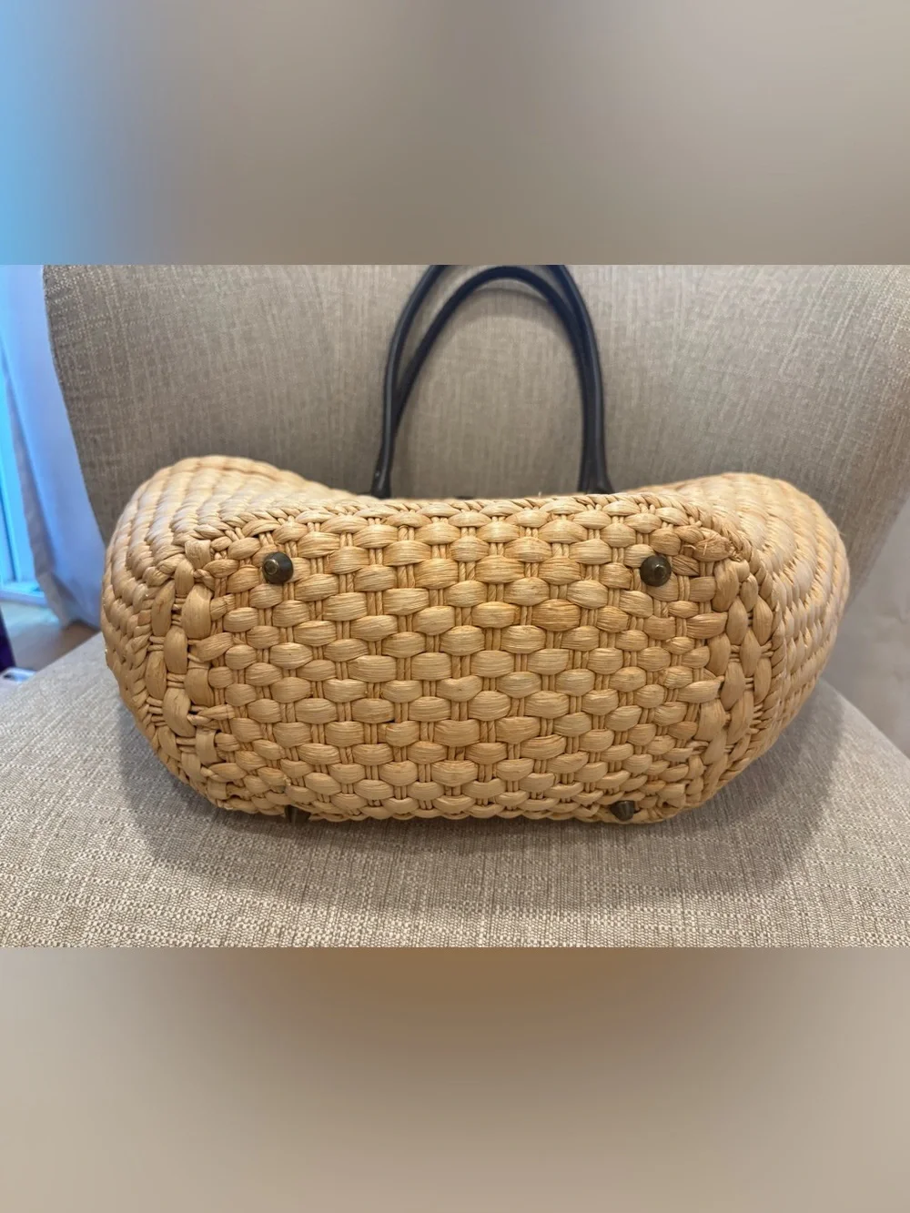 NWT J.Crew Lobster Preppy New England Chic Straw Tote Beach Bag Leather Straps - Picture 3 of 10